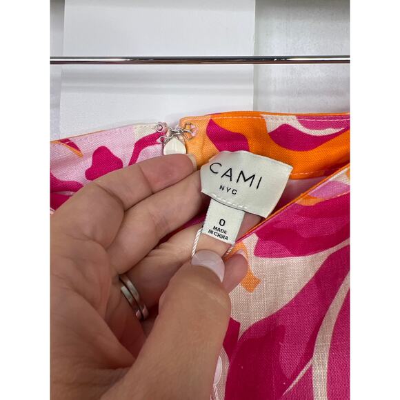 NWT Cami Nyc Mika Ruffled Lined Retro Floral Pink and Orange Mini Skirt - Picture 6 of 8